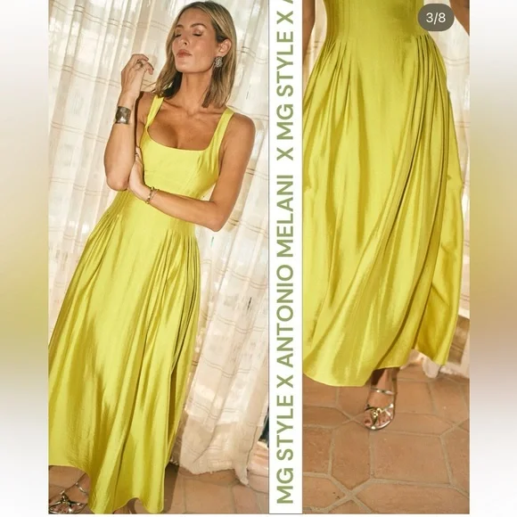 ANTONIO MELANI x MG Style A-Line Square Neck Sleeveless Dress